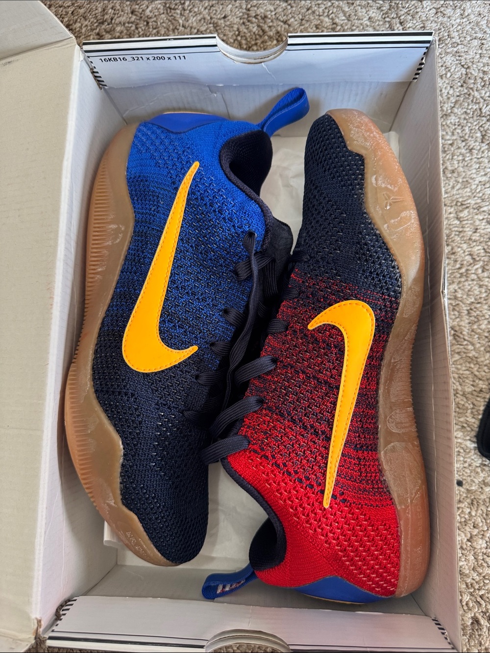 Kobe XI nike Knit Sneakers in Blue, Red & Yellow Swoosh